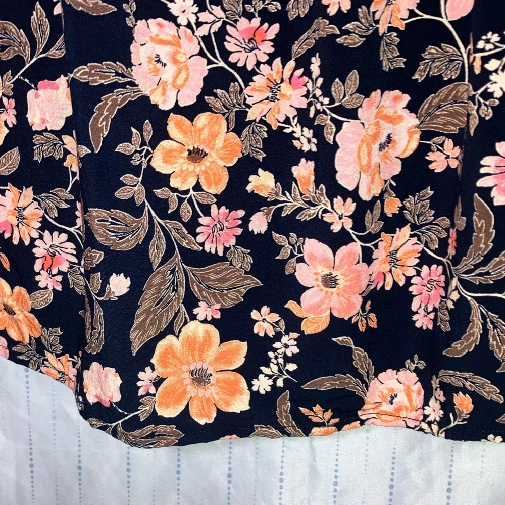 Old Navy XL puff sleeve Floral navy and Pink dress - Picture 6 of 12